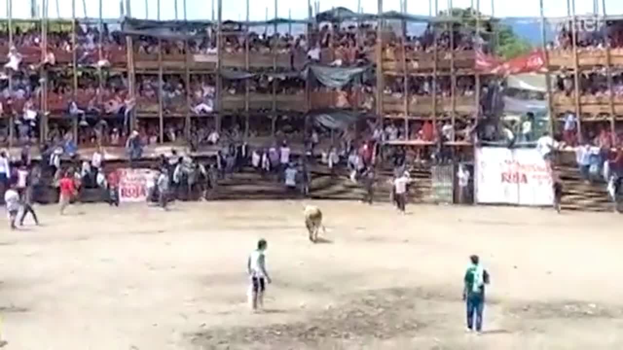 Video - Clip: Khoảnh khắc sập khán đài xem đấu bò khiến nhiều người thiệt mạng