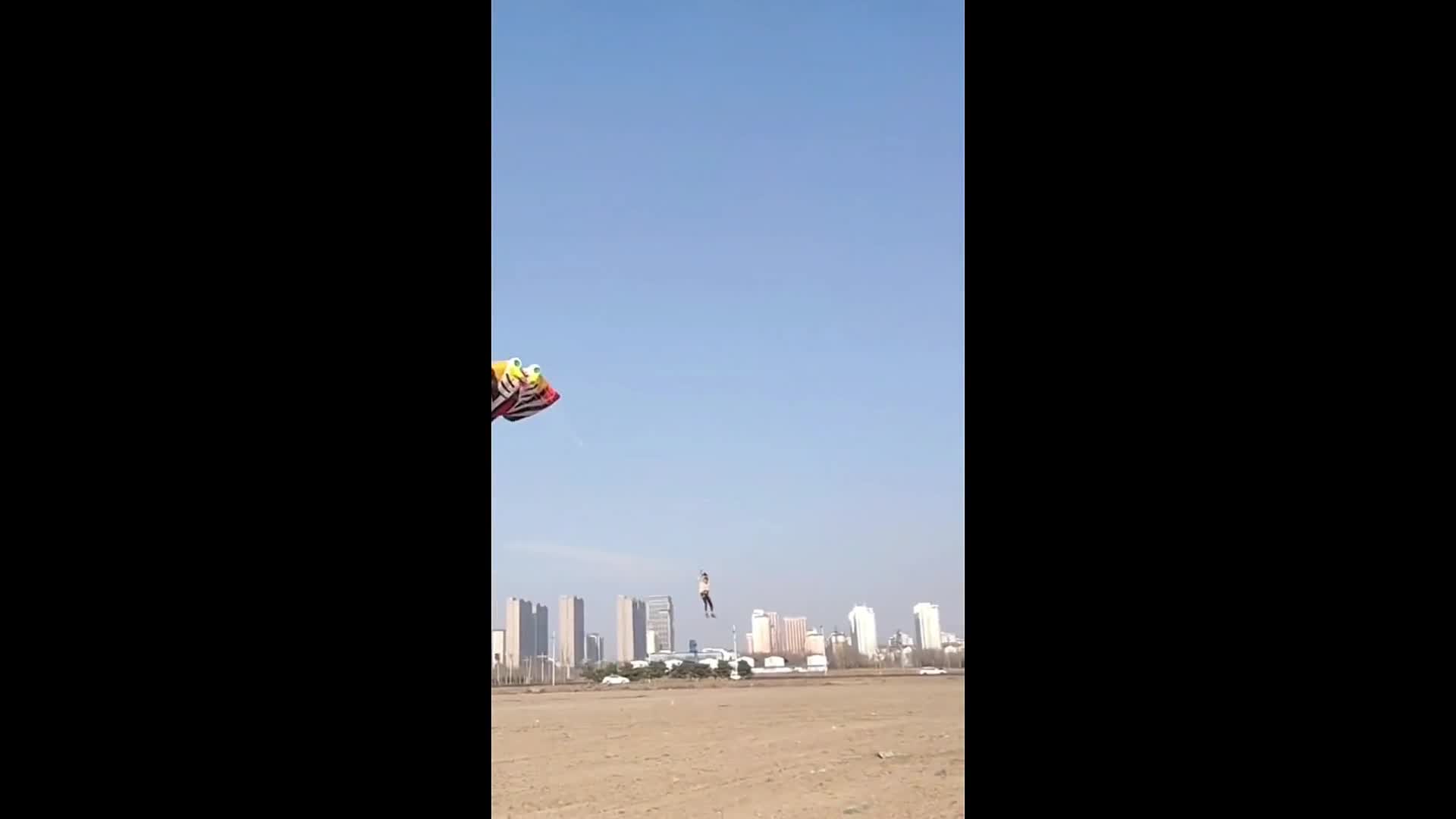 Video - Clip: Người đàn ông bị kéo lên bầu trời khi thả diều khổng lồ