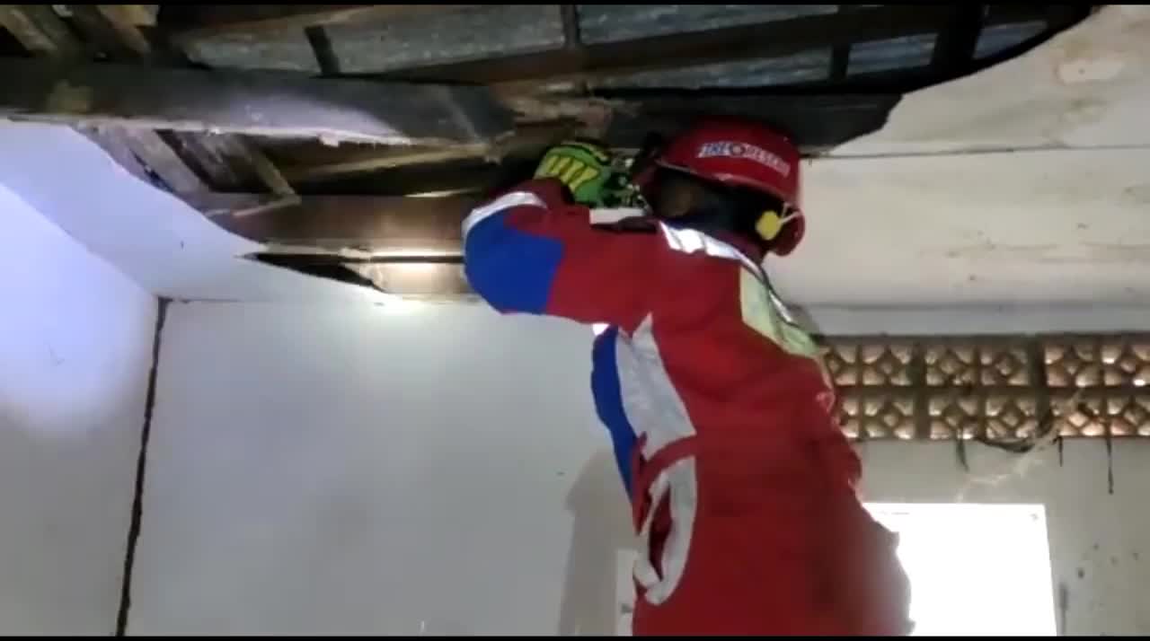 Video - Clip: Kinh hoàng trăn khổng lồ ẩn nấp trên trần nhà