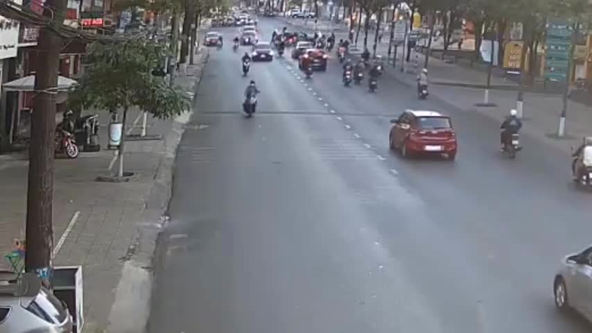 Video - Clip: Cây đa cổ thụ bất ngờ gãy nhánh, đè trúng người đi xe máy