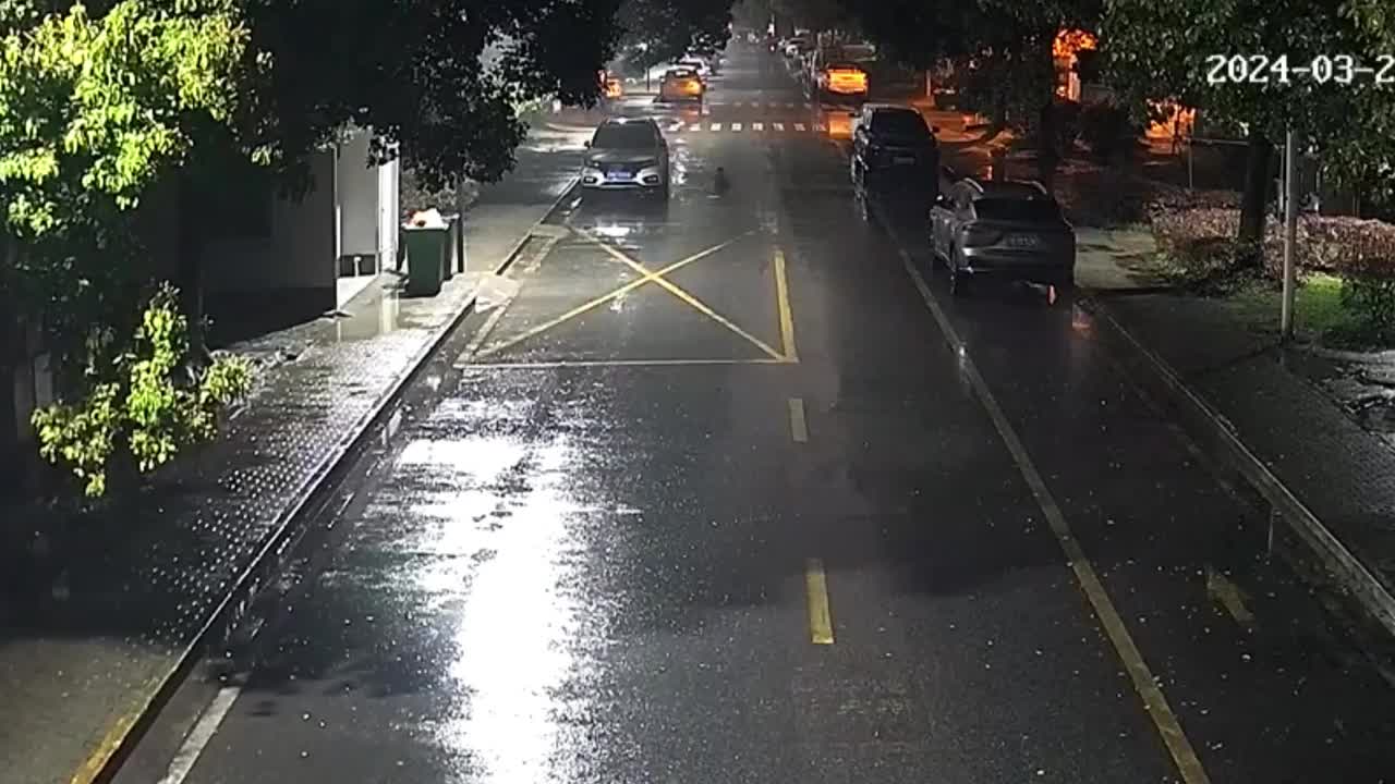 Video - Thấy bé trai bò ra đường giữa đêm, tài xế ô tô có hành động bất ngờ