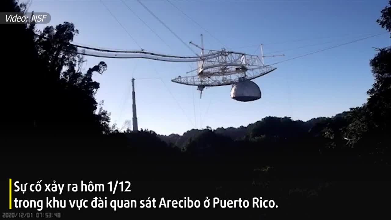 Kính viễn vọng nghìn tấn bất ngờ sụp đổ ở Puerto Rico