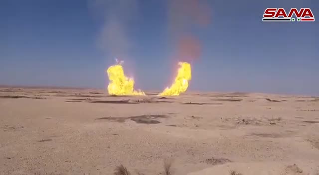 وزارة النفط: تعرض خط غاز الجبسة-الريان لاعتداء في منطقة أبو خشب بريف دير الزور واندلاع النيران فيه