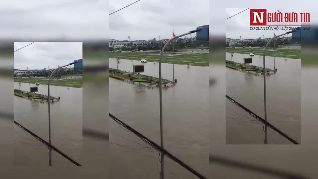 Bắc Giang: Quảng trường thành phố ngập nặng sau cơn mưa lớn