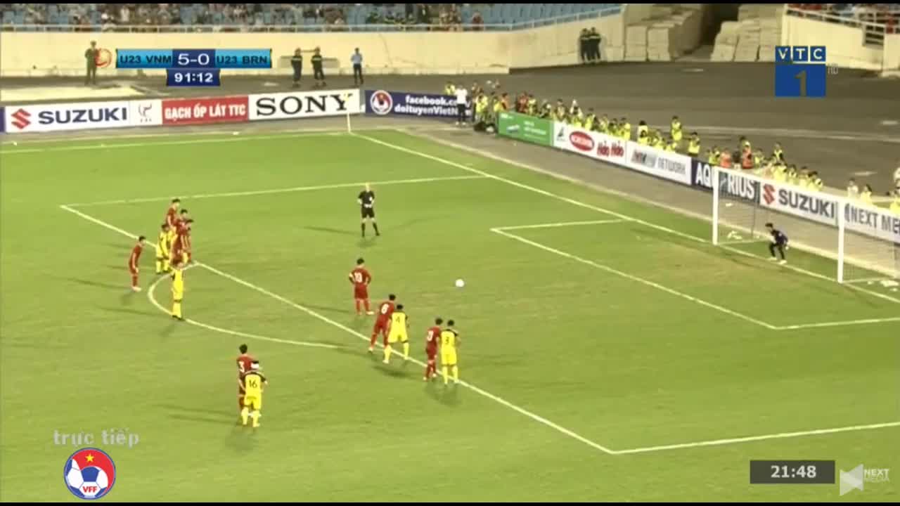 Quang Hải nâng tỷ số lên 6-0 cho U23 Việt Nam