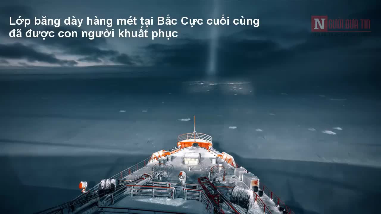 Xem tàu phá băng hạt nhân Nga chinh phục Bắc Cực
