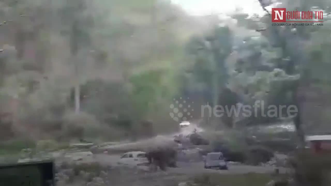 Đàn voi tức giận đập phá ô tô bên lề đường
