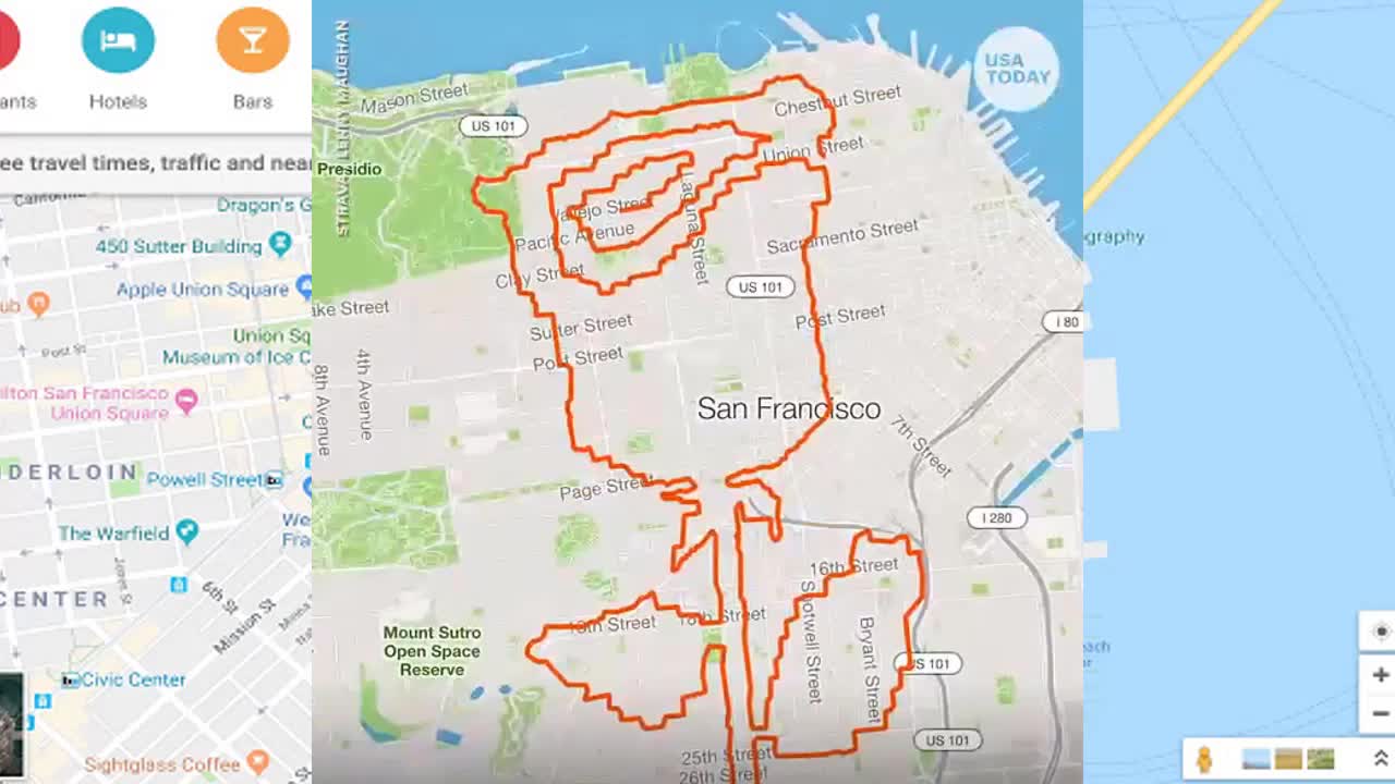 Vẽ tranh ngộ nghĩnh trên bản đồ bằng đường chạy bộ